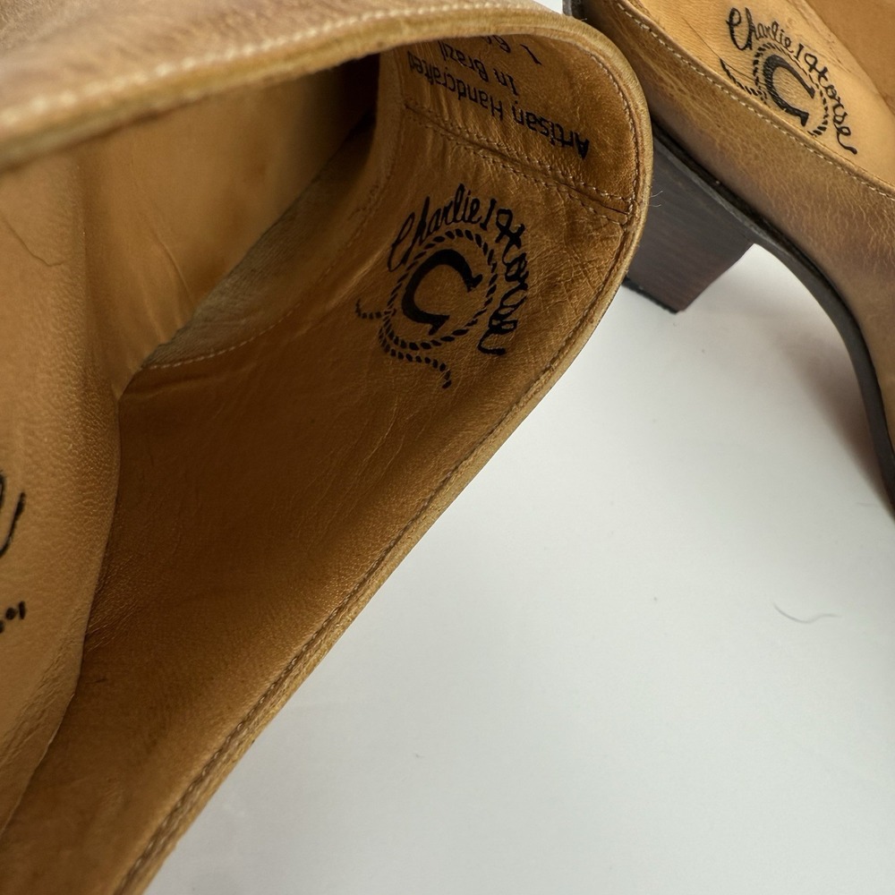 Lucchese Charlie‎ Horse Women's Mules Sz 7B Western Brown Leather Artisan Shoes - Picture 5 of 16